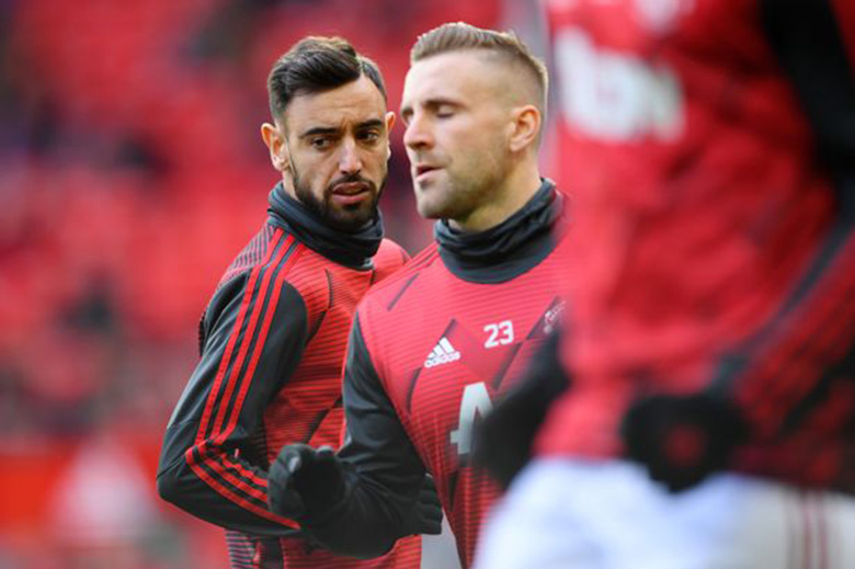 Bruno Fernandes và Shaw chưa chắc có thể ra sân ở trận gặp Atletico vì COVID-19 - Ảnh: Getty.